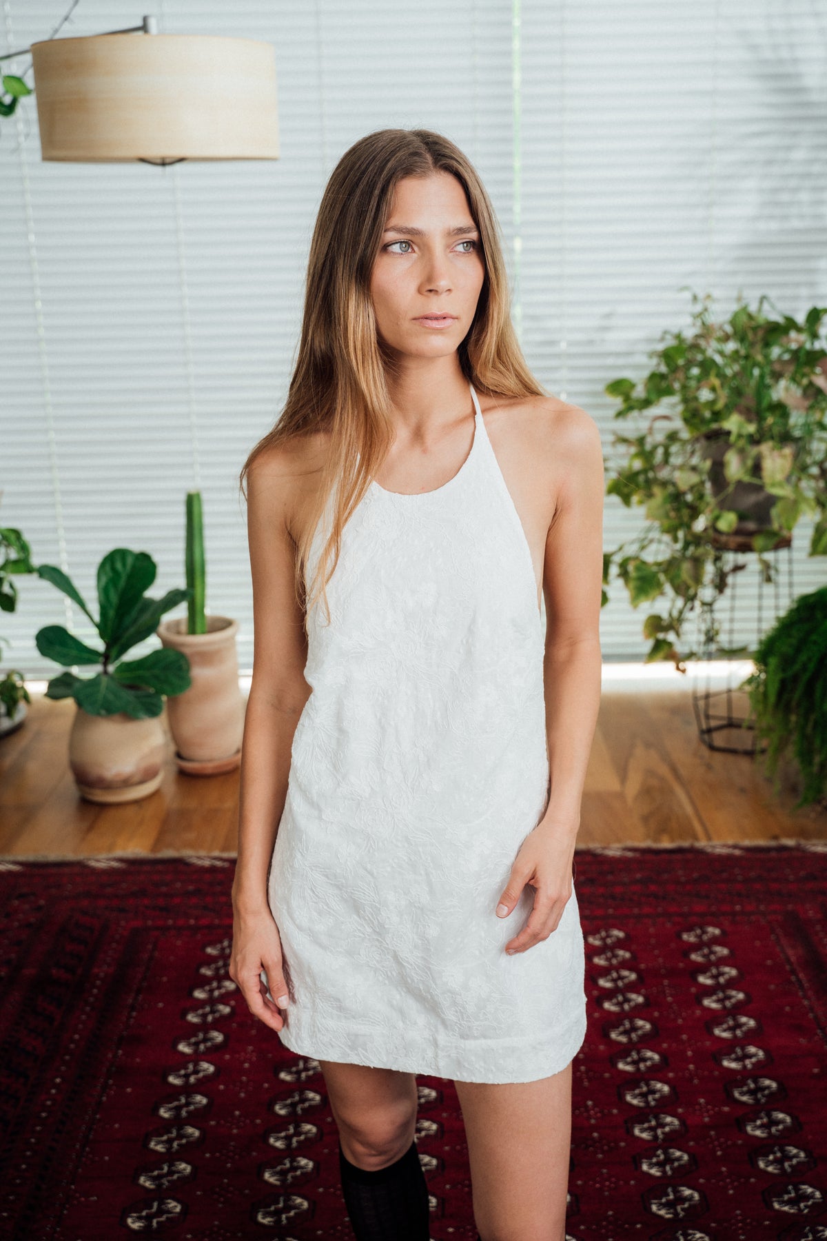 Rosa Mini Dress - White flowers