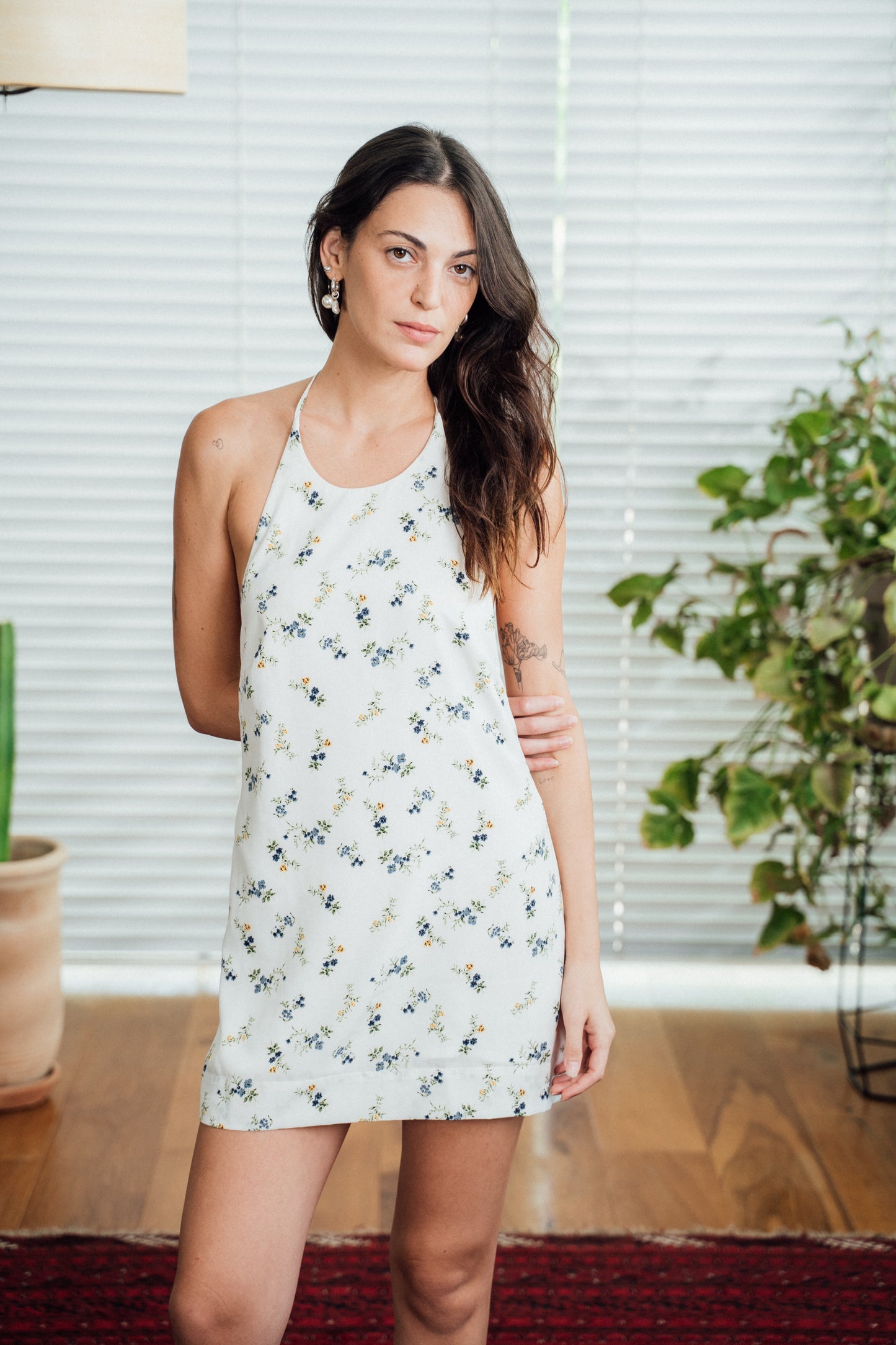 Rosa Mini Dress - White & flowers