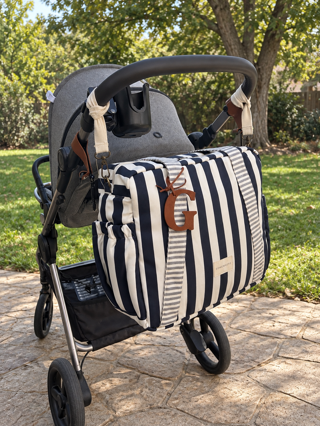 The Everywhere Bag - Navy Wide Stripes